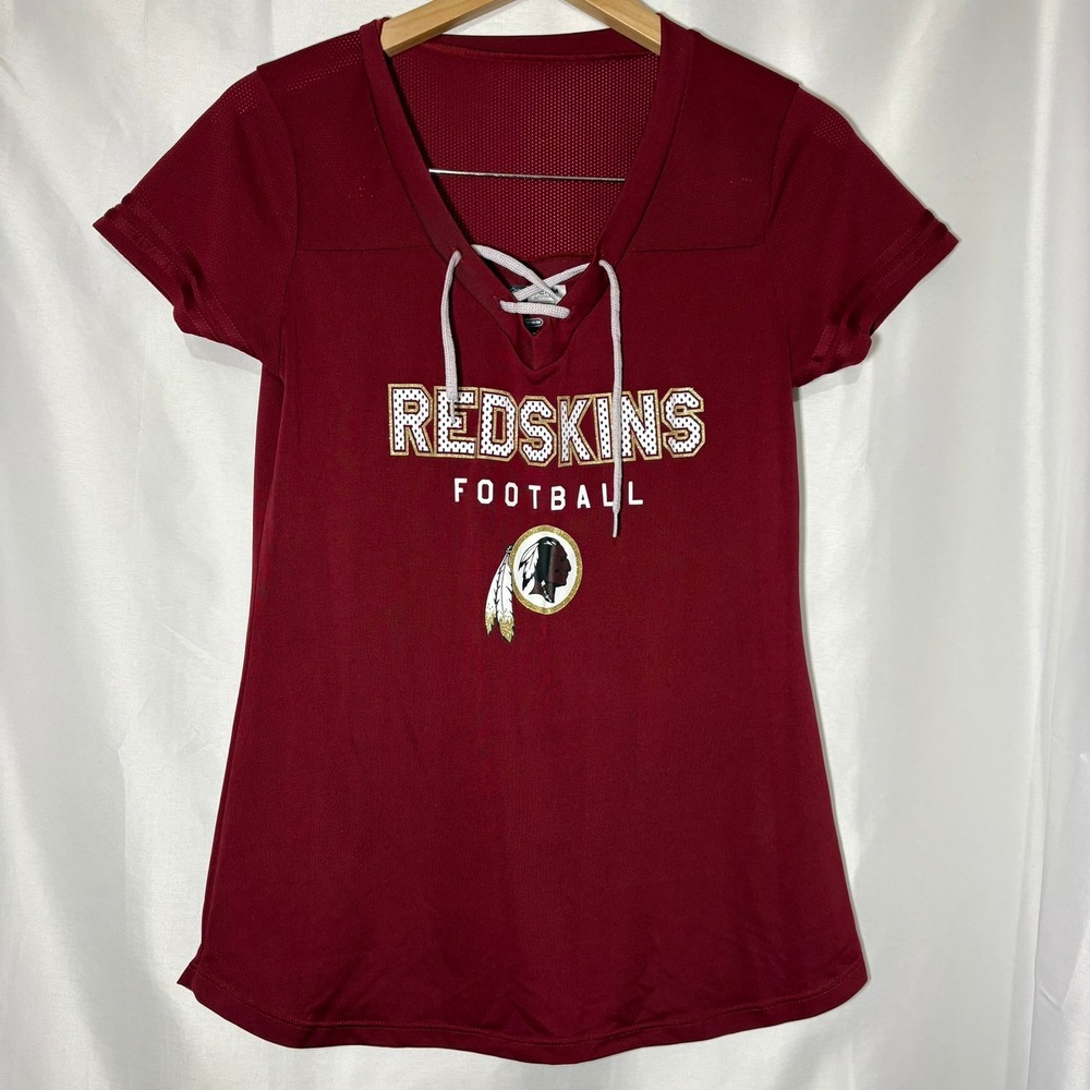 NFL Team Apparel Washington Redskins Lace Up Jersey Shirt Burgundy Womens Medium